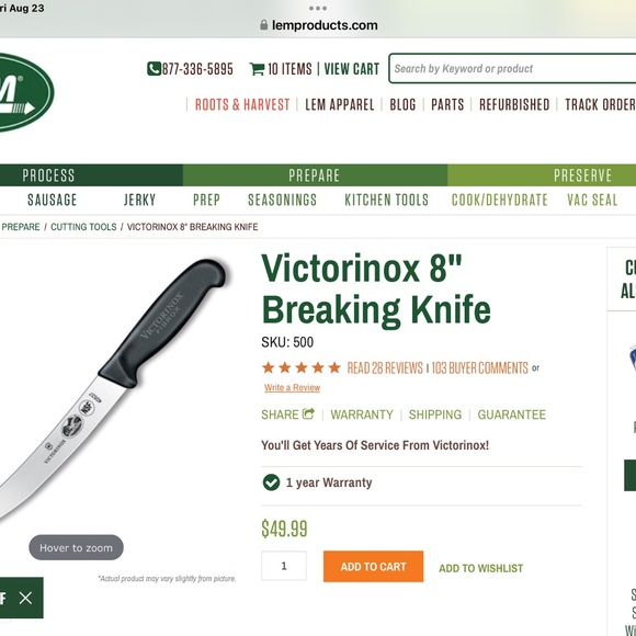 NEW Victorinox Swiss Steel  butcher knife 8 inch blade Cutlery 5.7203.20  40537 - Picture 2 of 7